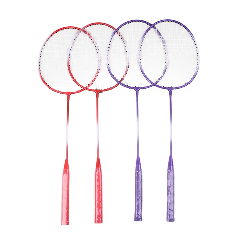 Worky Lightweight Badminton Racket Set – Titanium Shaft with 3 Shuttlecocks (Purple/Red)