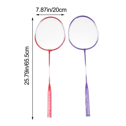 Worky Lightweight Badminton Racket Set – Titanium Shaft with 3 Shuttlecocks (Purple/Red)