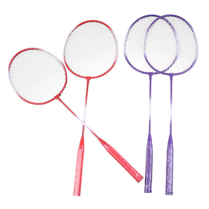 Worky Lightweight Badminton Racket Set – Titanium Shaft with 3 Shuttlecocks (Purple/Red)