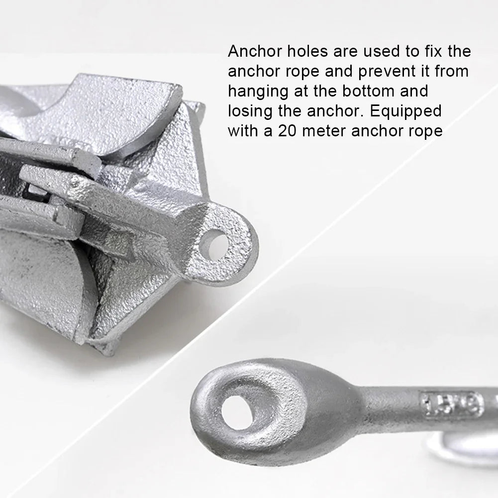 Worky Grapnel Anchor with 20M Rope and Buoy for Kayak & Marine Use