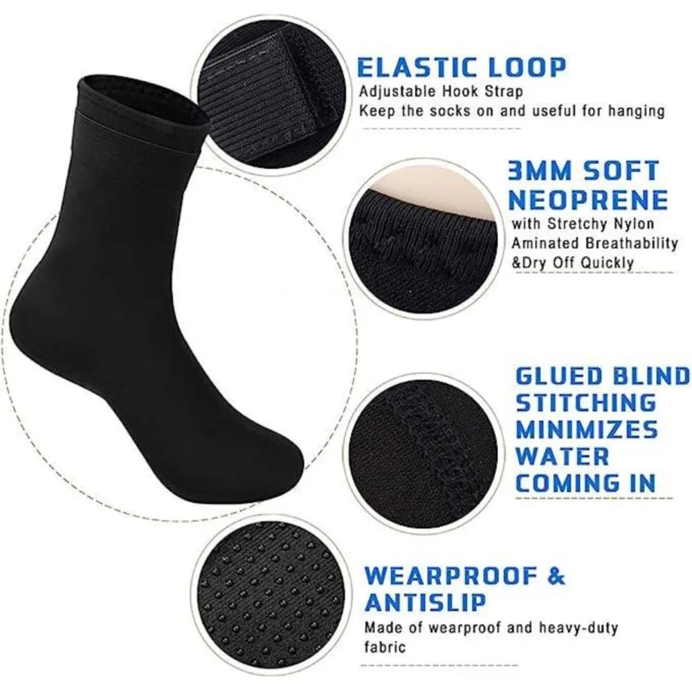 Worky Neoprene Water Socks – Non-Slip & Quick-Dry for Swimming, Diving & Water Sports