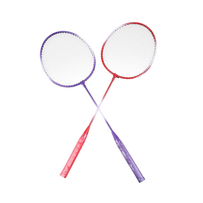 Worky Lightweight Badminton Racket Set – Titanium Shaft with 3 Shuttlecocks (Purple/Red)