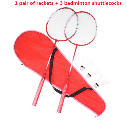 Worky Lightweight Badminton Racket Set – Titanium Shaft with 3 Shuttlecocks (Purple/Red)