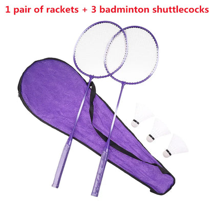 Worky Lightweight Badminton Racket Set – Titanium Shaft with 3 Shuttlecocks (Purple/Red)