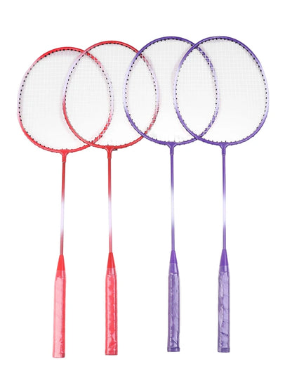 Worky Lightweight Badminton Racket Set – Titanium Shaft with 3 Shuttlecocks (Purple/Red)